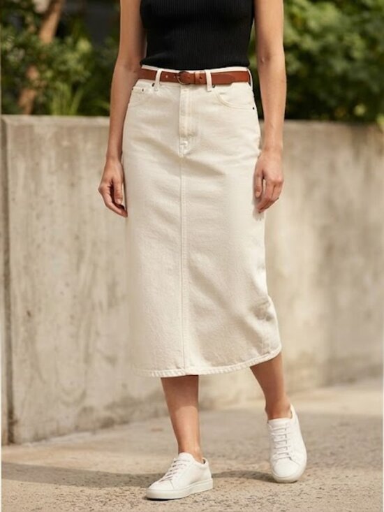 Velvet Heart Dresses & Skirts - Velvet Heart White Denim Midi Skirt